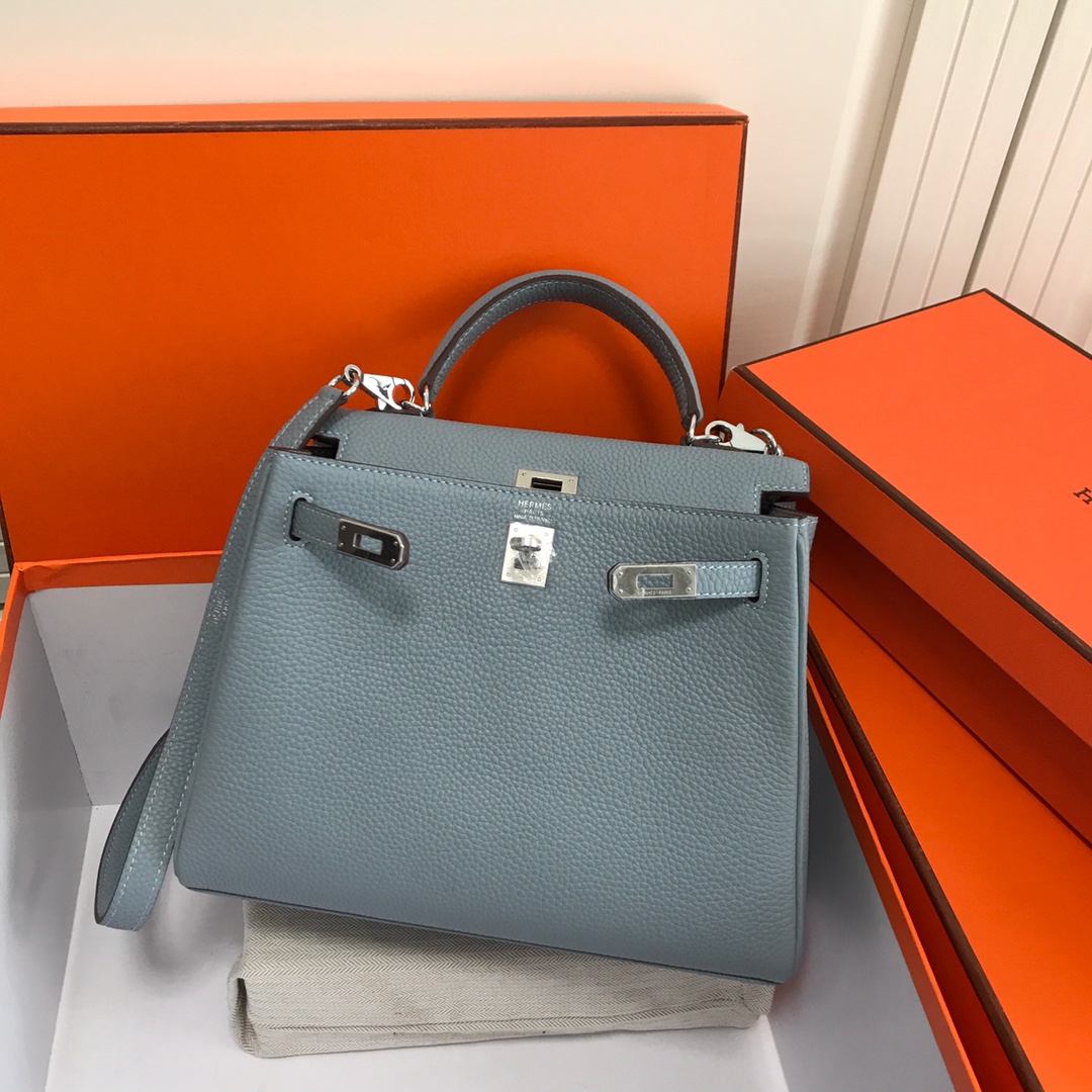 Hermes Kelly 32cm Handbag Shoulder Bag in Grey Togo Leather